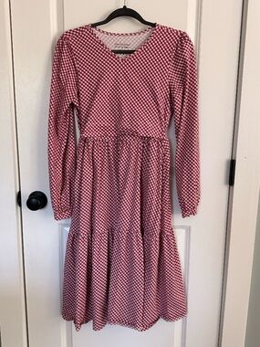 Supecutedresses dark red gingham nursing/maternity dress (storybook dress)
